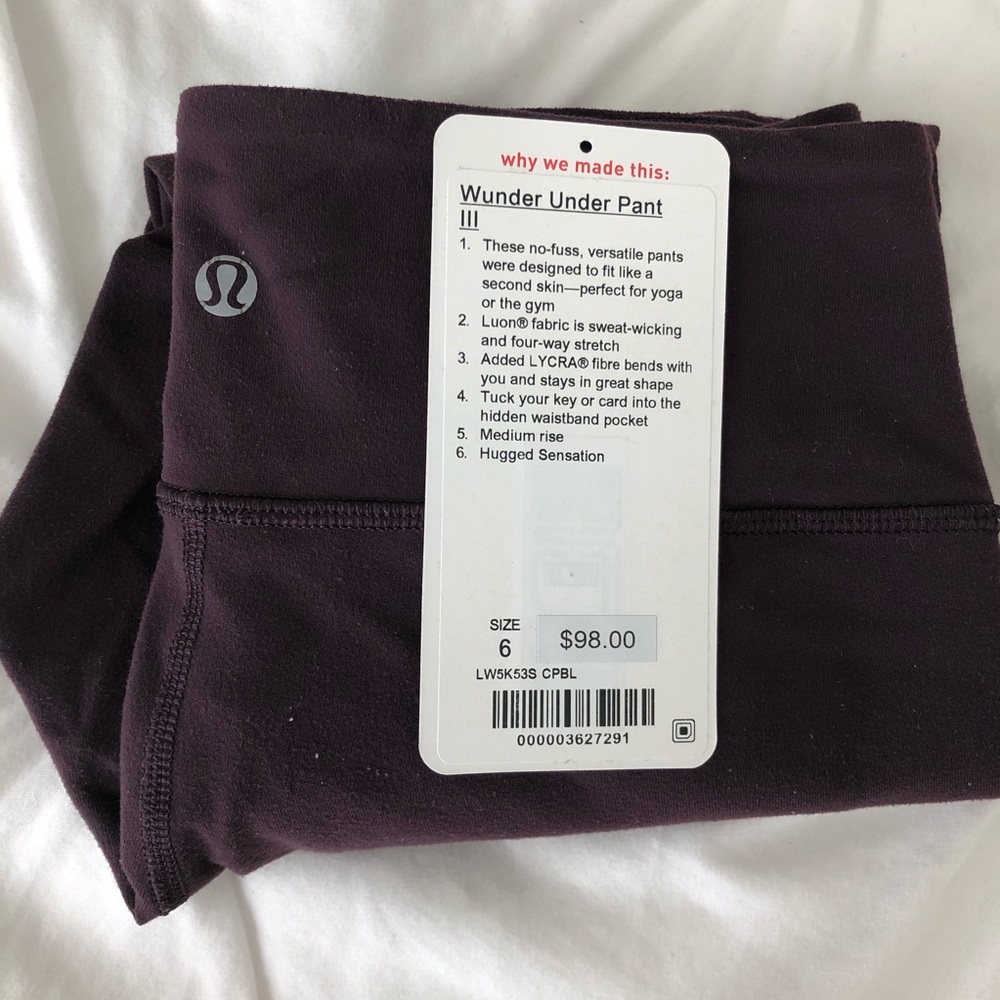 Lululemon Wunder Under Pant III, wine/burgundy